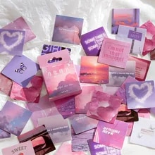 [11187 sold]:45Pcs/Box Purple Series Stickers Aesthetic Stickers Decorative Ablum Diary Squared Paper Stickers For Children Stationery