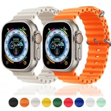 [5006 sold]:Ocean Band for Apple Watch Ultra Strap series 8 7 6 5 4 3 Silicone Bracelet for iWatch 49mm 44mm 40mm 45mm 41mm 42mm 38mm Bands