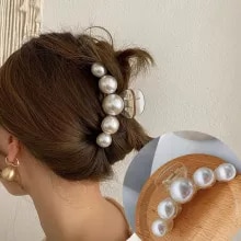 [5173 sold]:Haimeikang Acrylic Hair Claws Pearl Claw Clips For Woman Large Size Barrette Crab Ladies Fashion Hair Accessories