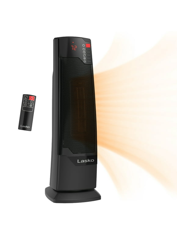 #5 | Lasko 1500W Oscillating Ceramic Tower Electric Space Heater with Remote, CT22835, Black